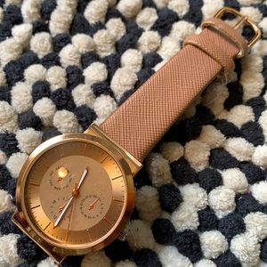 Rose Gold Faux Leather Watch